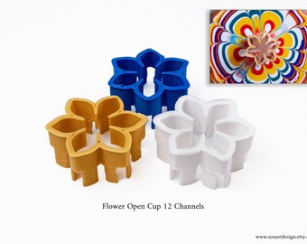 Flower Open Pour Cups 12 Channels for Creative Acrylic Fluid Art. Fluid Art Supplies, Acrylic Pouring Tools.