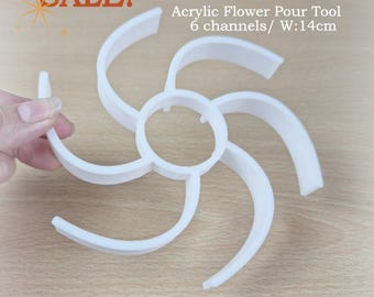 SALE!!  Acrylic Spiralling Flower Pour Tool/ 6 channels/14cm