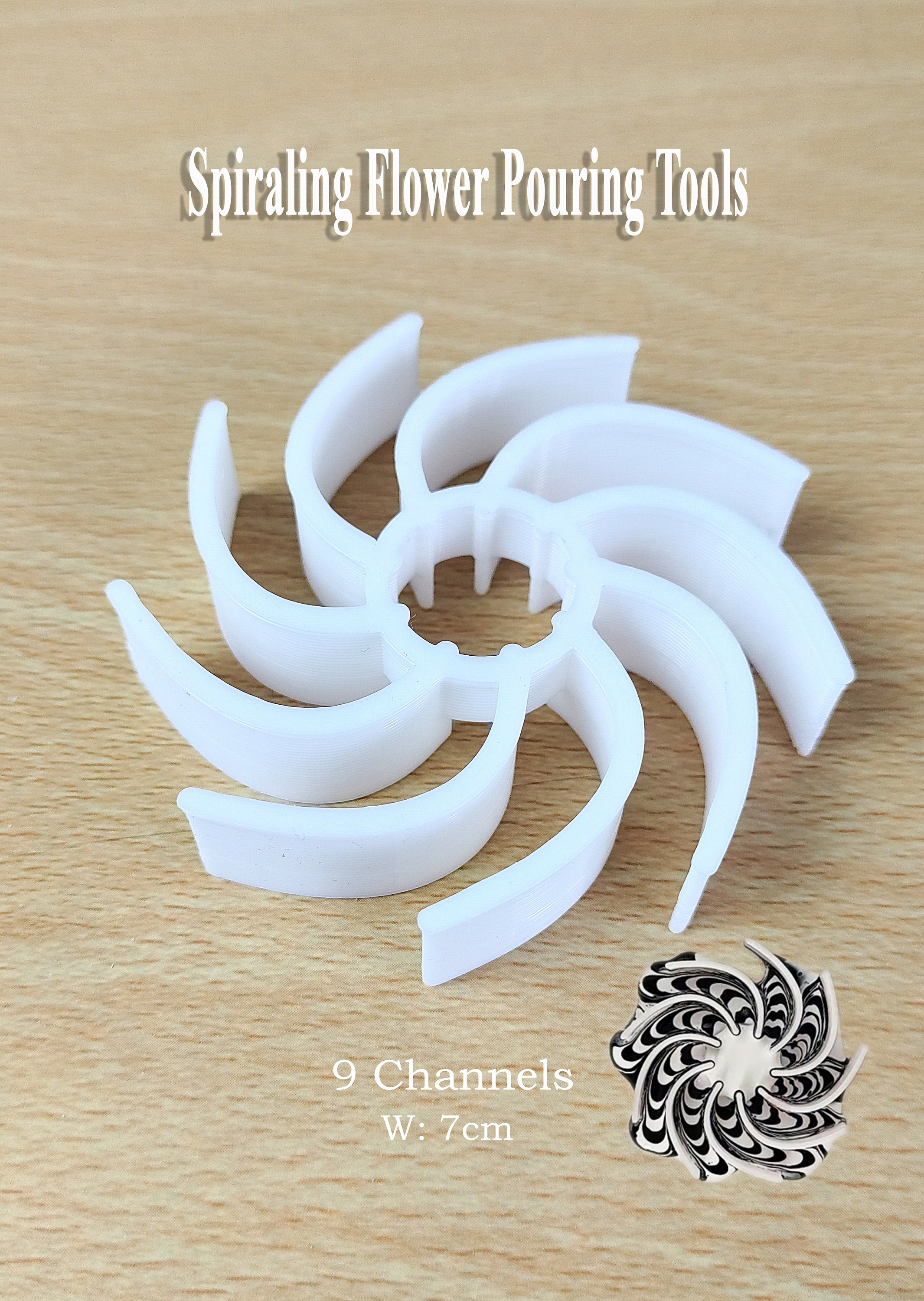 Spiralling Flower Pouring Tools, 3 - 15 Channels for Acrylic Fluid Abstract Paint