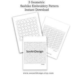 Japanese Sashiko/ Embroidery/ 3Geometric Patterns/  Instant Download/ Digital Printable