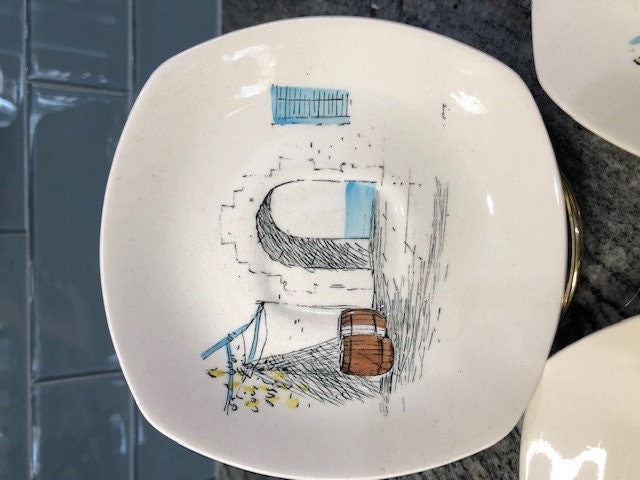 希少品 ミッドウィンター バードチンツ柄 ケーキプレート ヴィンテージ