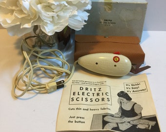 Vintage Dritz Electric Scissors w/ Original Box, Instructions, and Case