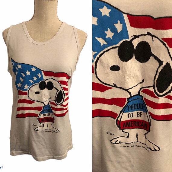 Vintage 1970's Snoopy Patriotic Tank 
