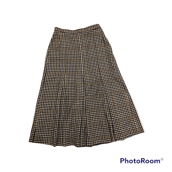 Vintage Pendleton Black and Beige Pleated Plaid W… - image 5