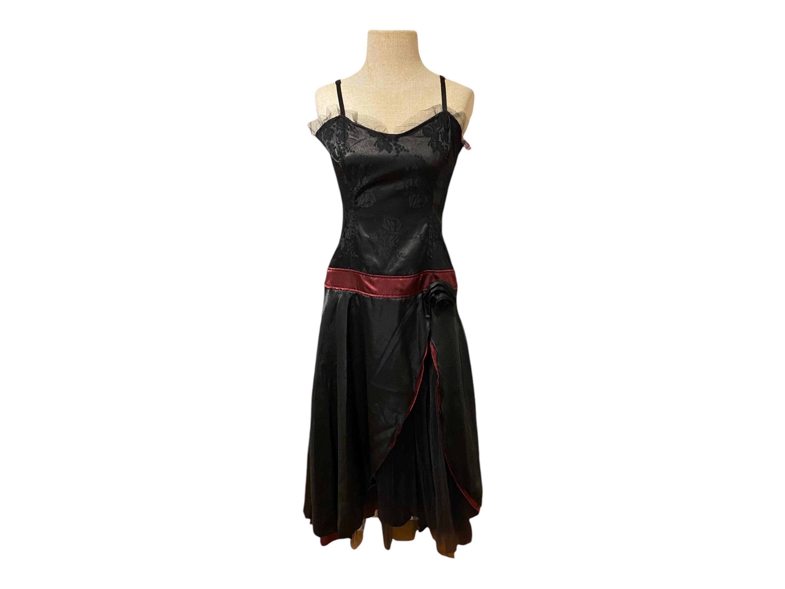 Vintage Rare LIP SERVICE MCR Helena Dress Sz S/M Black Burgundy Satin Goth Emo