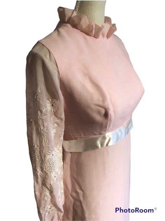 Vintage Pale Pink Cotton Poly Blend 1960's 1970's… - image 5