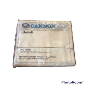 Vintage Cannon Monticello New Old Stock Twin Flat Sheet Beige Brown