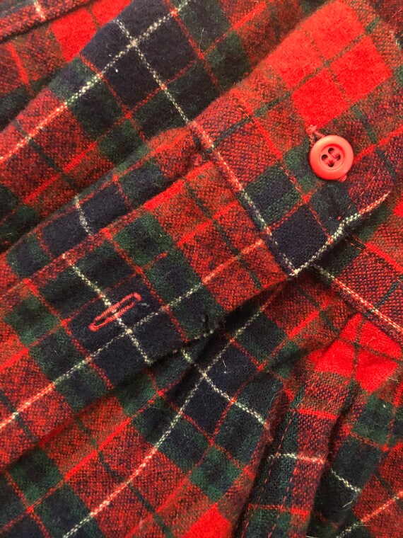 Vintage Pendleton Red Tartan Plaid Wool Button Do… - image 7