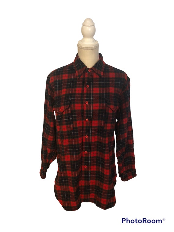 Vintage Pendleton Red Tartan Plaid Wool Button Do… - image 2