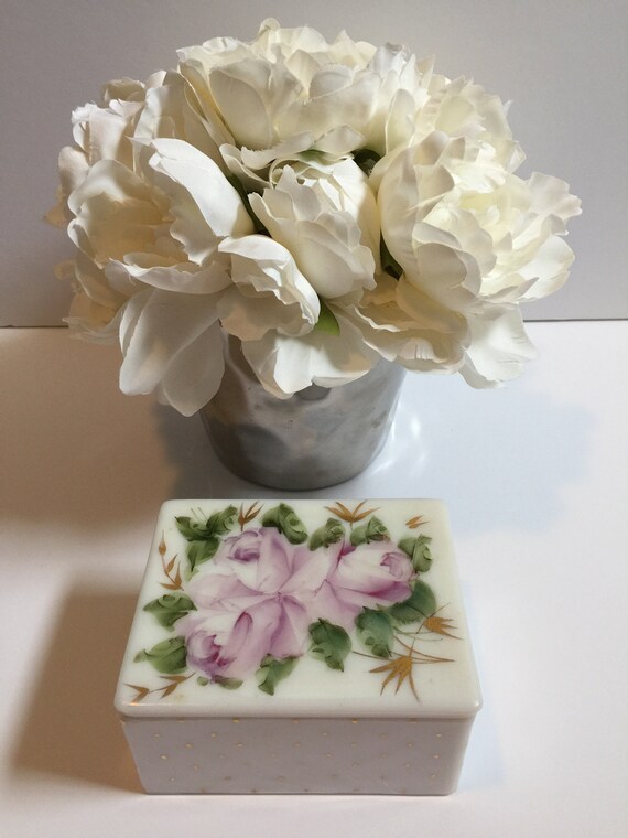 Rare And Beautiful Milk Glass Box Awco Abels Wasserberg Co Etsy