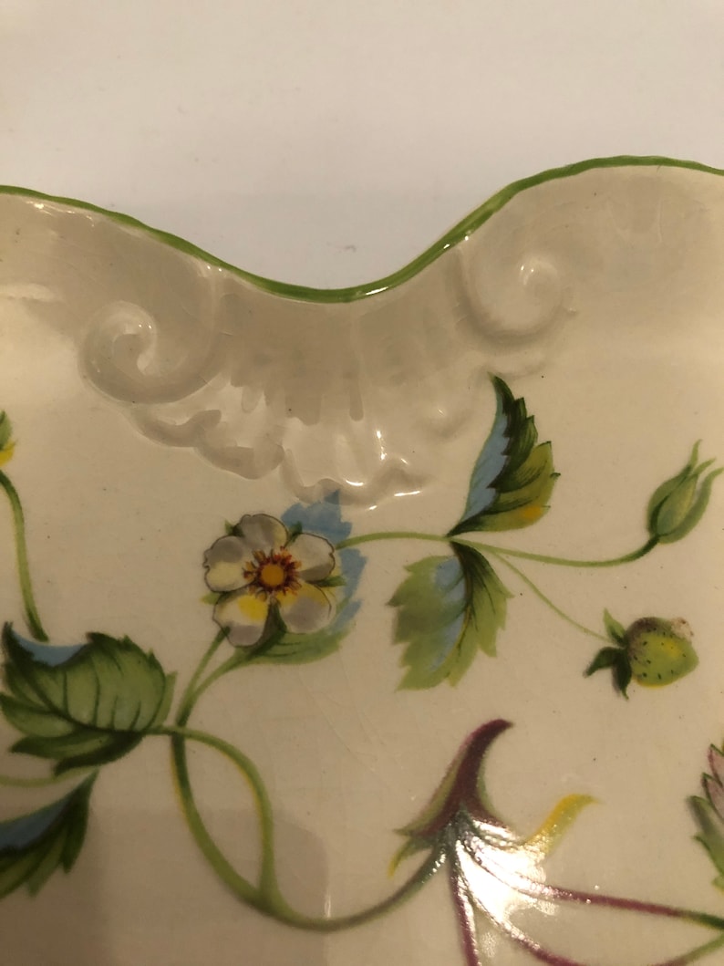 Beautiful Vintage Old Foley James Kent Ltd Made In England Porcelain Strawberry Pattern Tray Trinket Dish