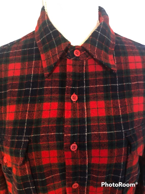 Vintage Pendleton Red Tartan Plaid Wool Button Do… - image 6