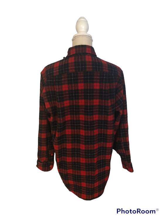 Vintage Pendleton Red Tartan Plaid Wool Button Do… - image 4