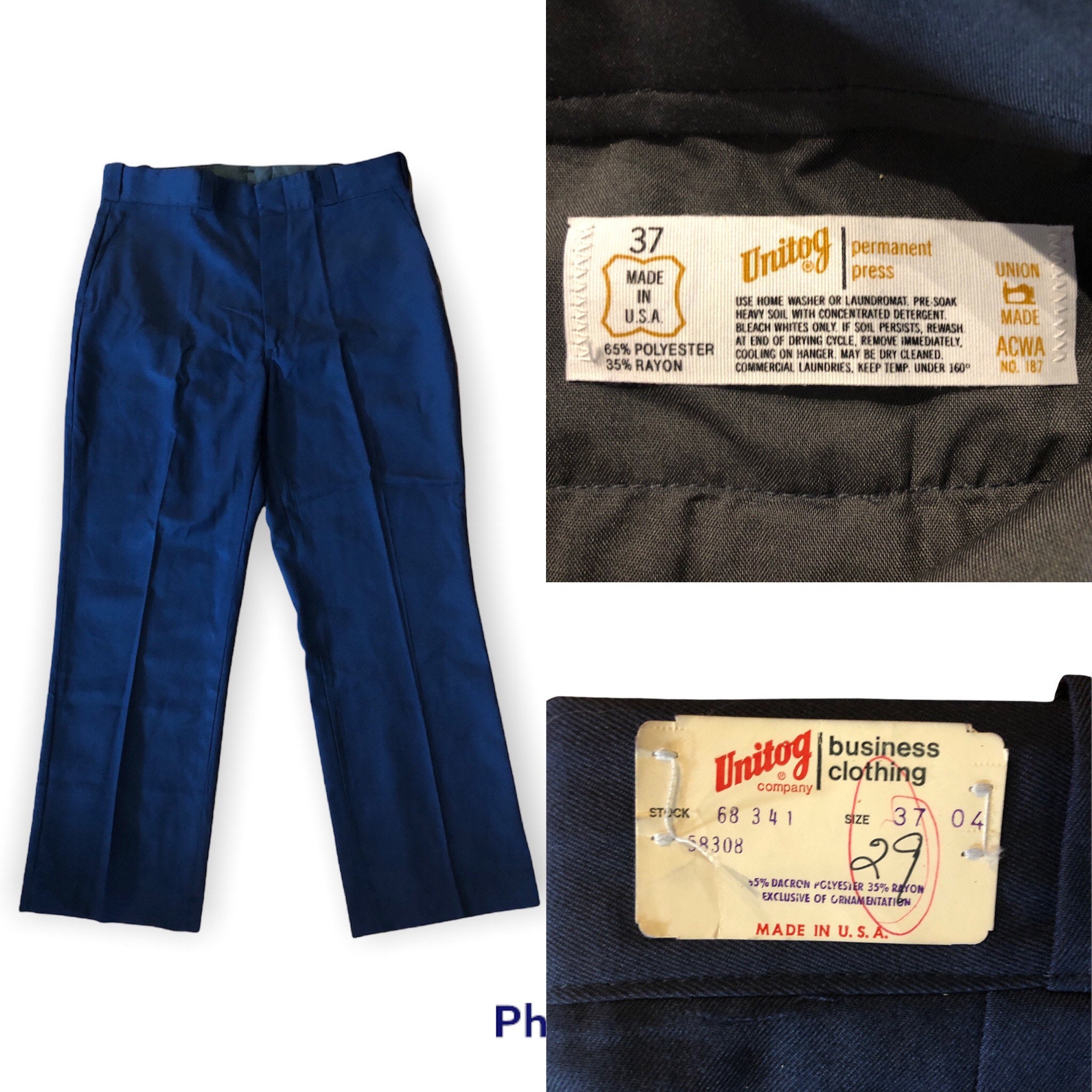 Vintage Unitog Men's Pants Size 37 Blue Work Union Made - Etsy Israel