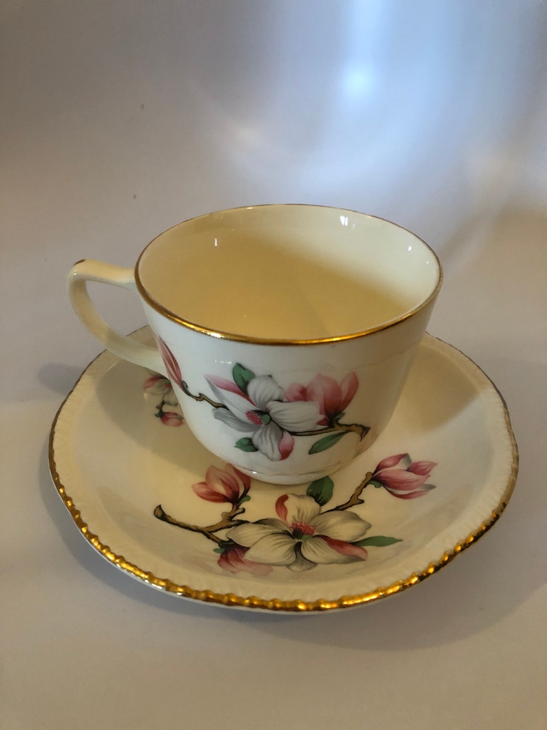 Beautiful Vintage Homer Laughlin Dogwood Rare Tea Cup and Saucer