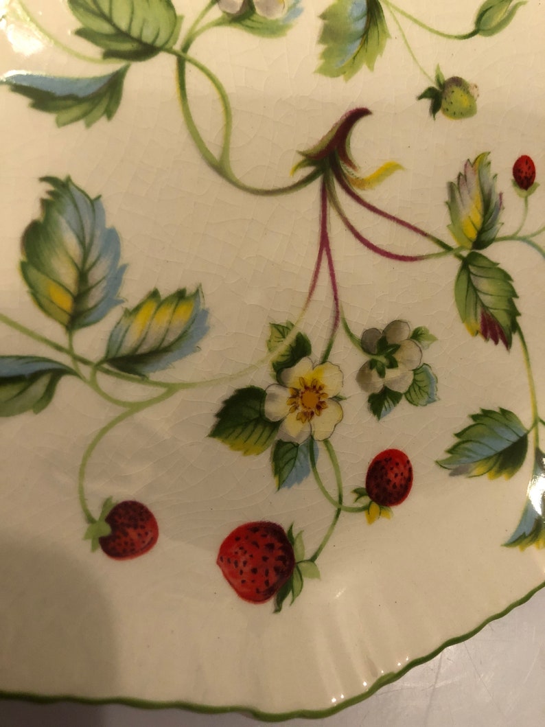 Beautiful Vintage Old Foley James Kent Ltd Made In England Porcelain Strawberry Pattern Tray Trinket Dish