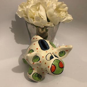 Bella Casa by Ganz Whimsical Cat and Fish Porcelain Coin Bank