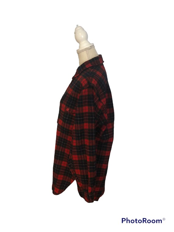 Vintage Pendleton Red Tartan Plaid Wool Button Do… - image 3