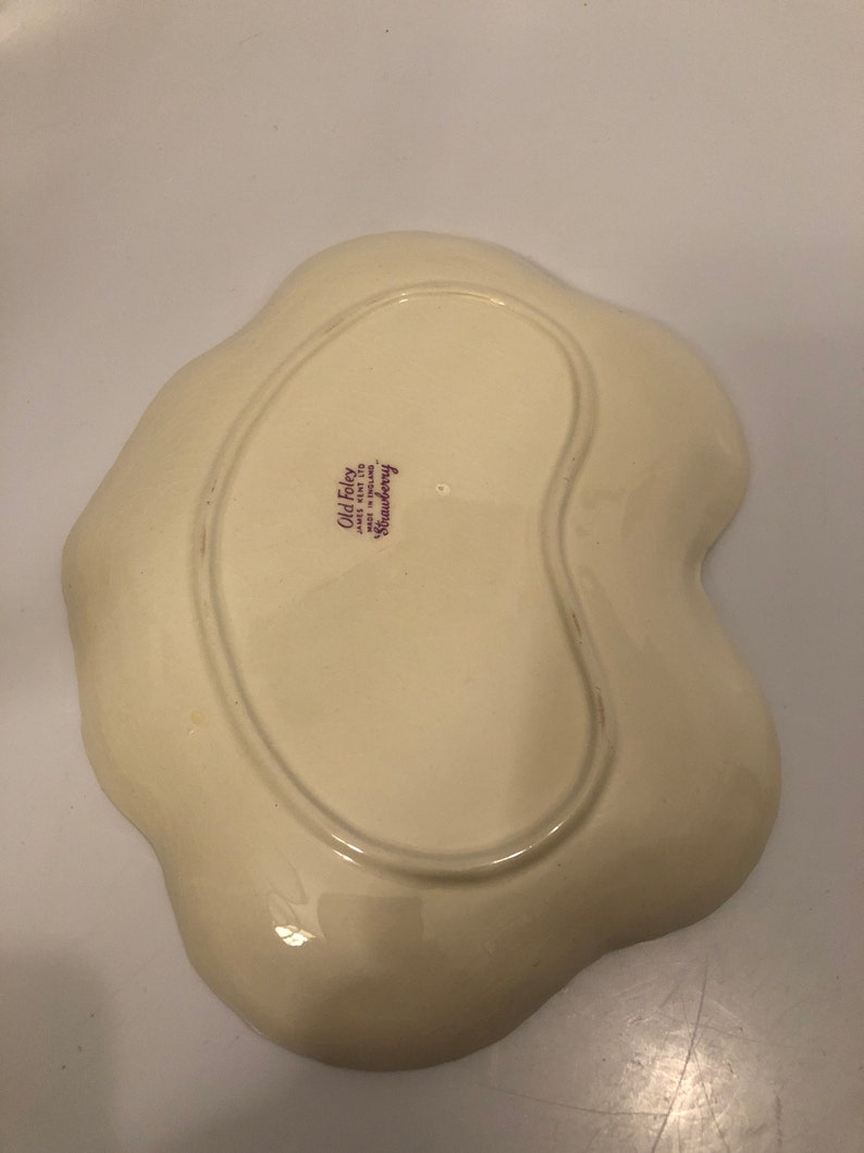 Beautiful Vintage Old Foley James Kent Ltd Made In England Porcelain Strawberry Pattern Tray Trinket Dish