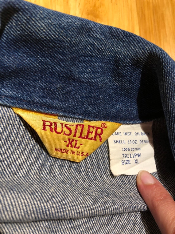 Vintage Rustler Denim Trucker Jacket XL Medium Wa… - image 8