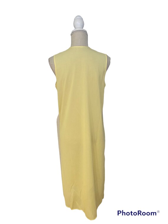 Vintage Yellow Embroidered 1970's Nylon Midi Slee… - image 4