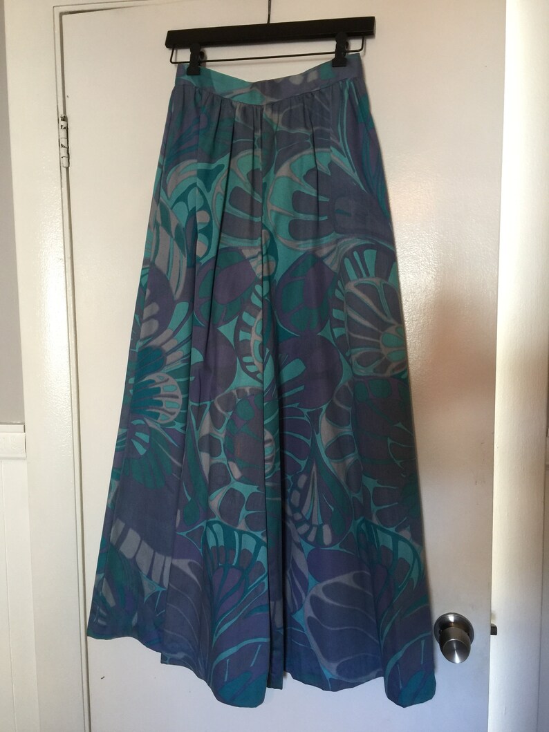 Groovy and Colorful Pair of Wide Leg High Waisted Vintage Printed Handmade Palazzo Pants