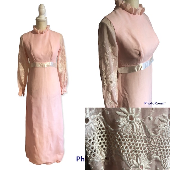 Vintage Pale Pink Cotton Poly Blend 1960's 1970's… - image 1