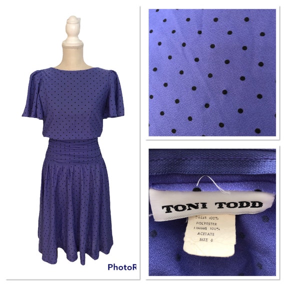 Vintage 1970's Toni Todd Union Made Purple Polka … - image 1