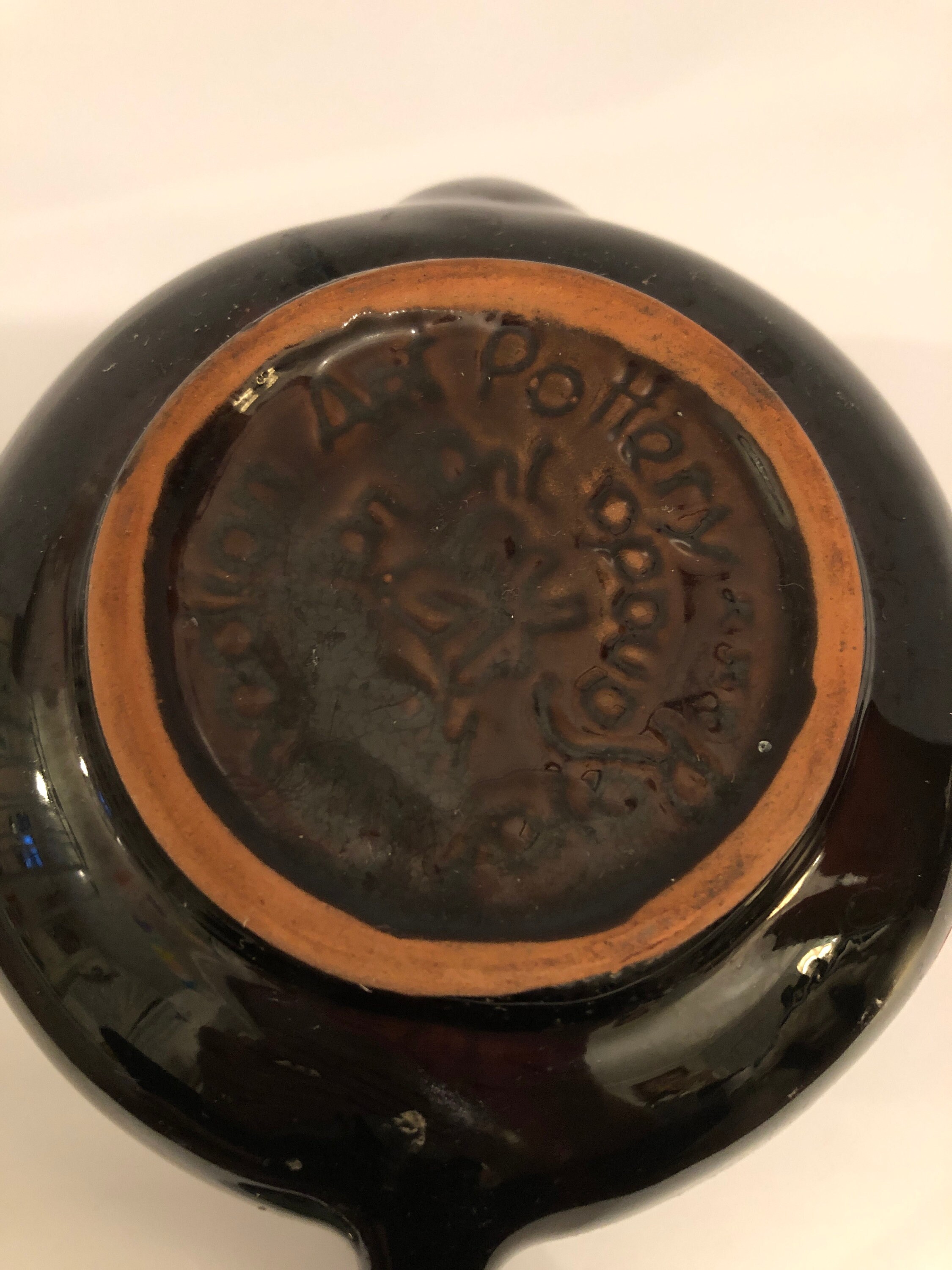 Vintage Brown Betty Teapot Brown Glaze Handpainted Etsy