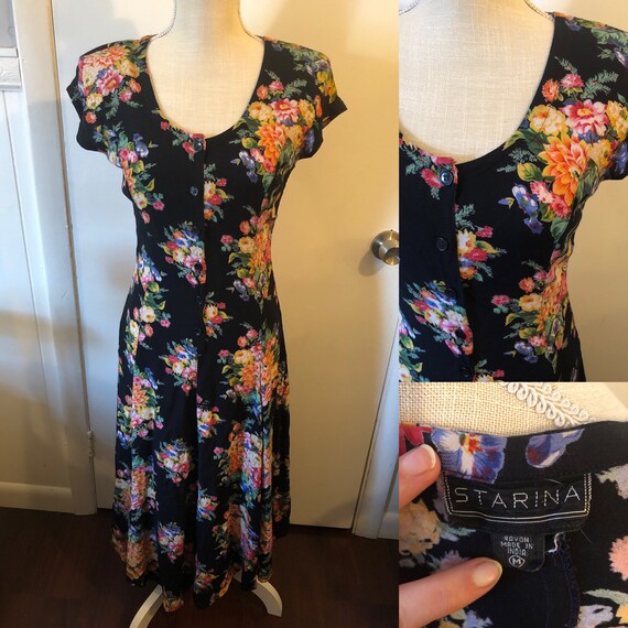 Stunning Vintage 1990's Grunge Floral Starina Rayo