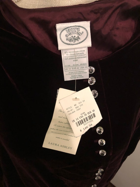 Laura Ashley Vintage 1980s Size 10 Port Velvet Vi… - image 7