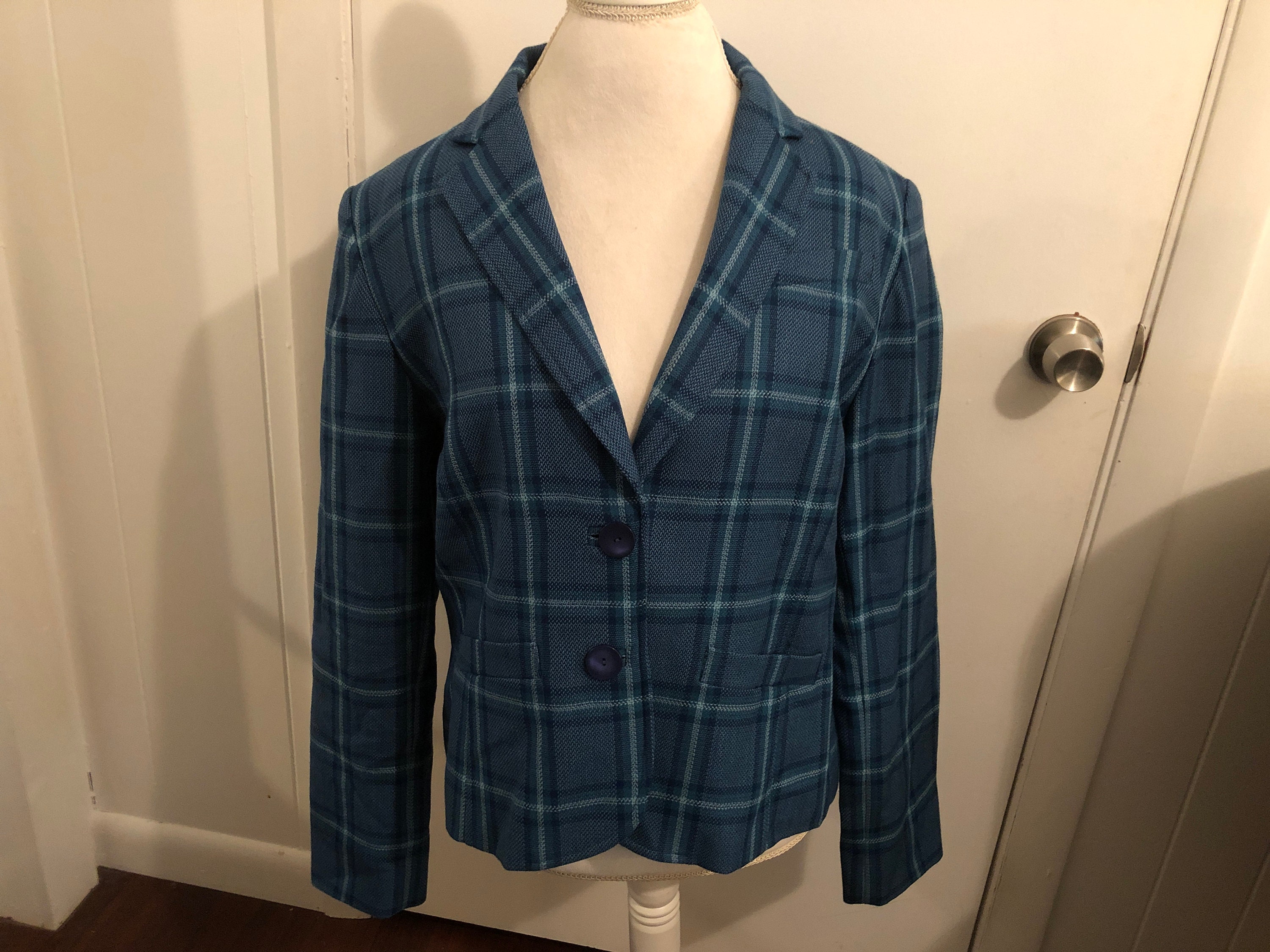 Virgin Wool Pendleton Teal Blue Plaid 