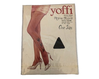 Vintage Yoffi Panty Hose Rhine Stone Butterfly Style 9321RI UNUSED