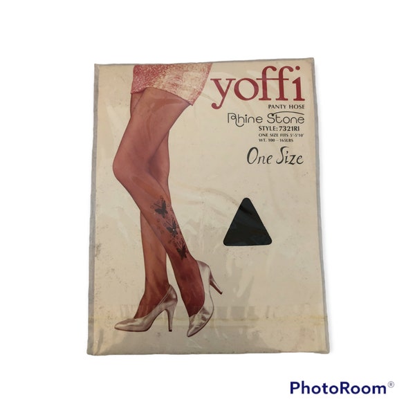 Vintage Yoffi Panty Hose Rhine Stone Butterfly Style 9321RI UNUSED