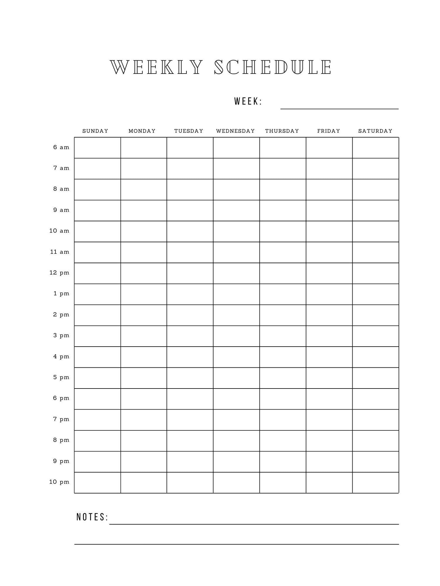 Weekly Schedule Template Etsy