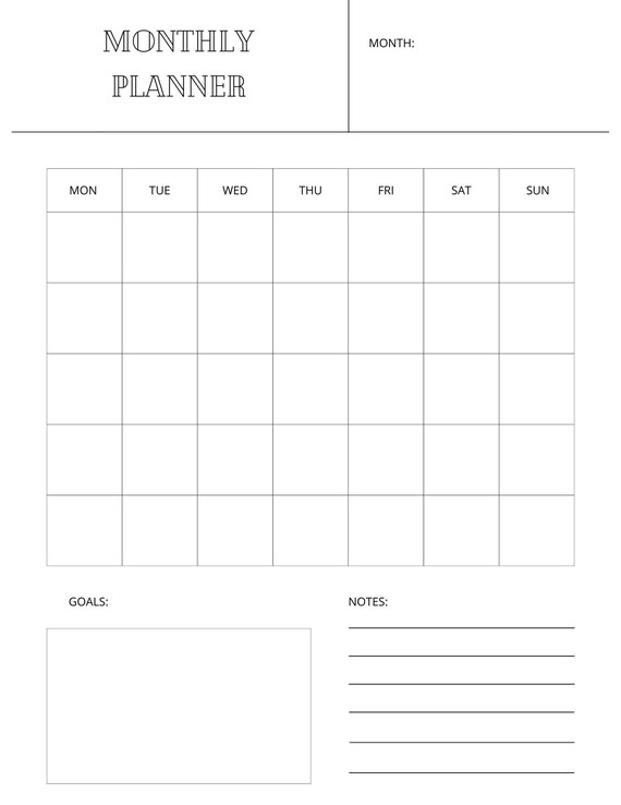 Monthly Schedule Template | Etsy