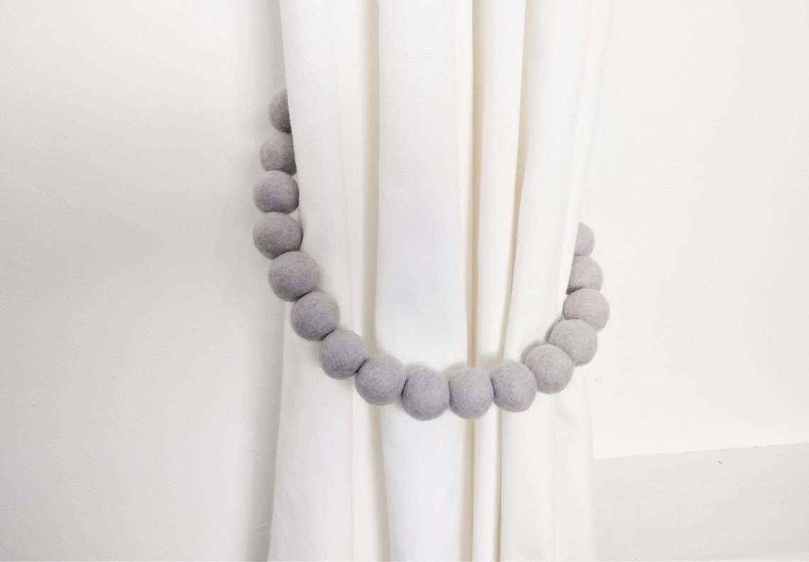 Silver grey Curtain tie backs. Handmade Curtain ties handmade. Etsy