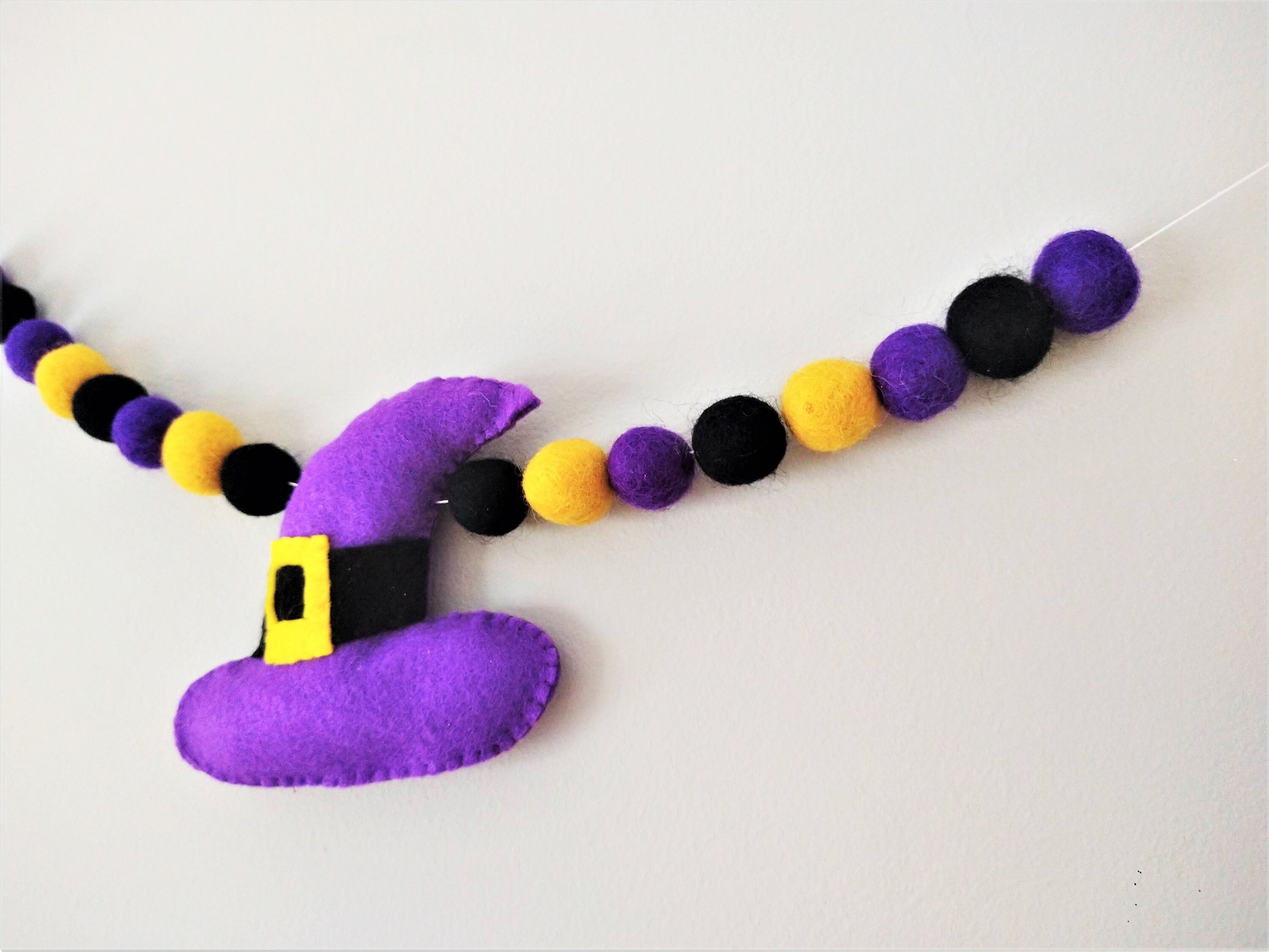 DIY Craft kit voor Felt Witch Hat Pom Pom Garland. Heksen Hoed Etsy