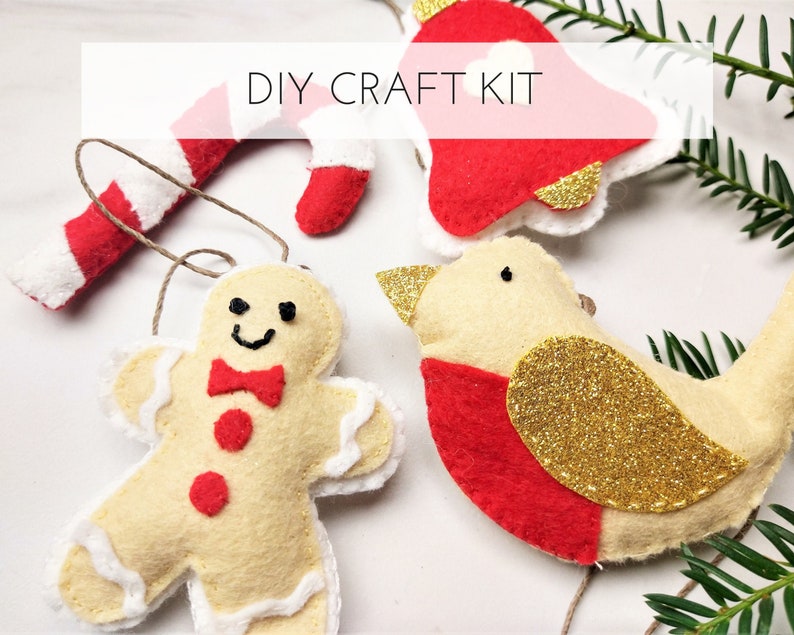 Make Your Own Felt Christmas Ornaments. DIY Craft kit. Felt Etsy