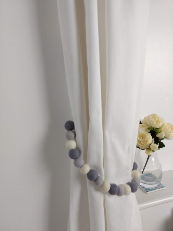 Felt Ball Curtain Tie Backs Pom Pom Curtain Holdbacks In Etsy