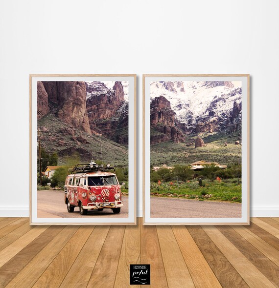 VW Camper Van Vintage Large Wall Art Poster Print