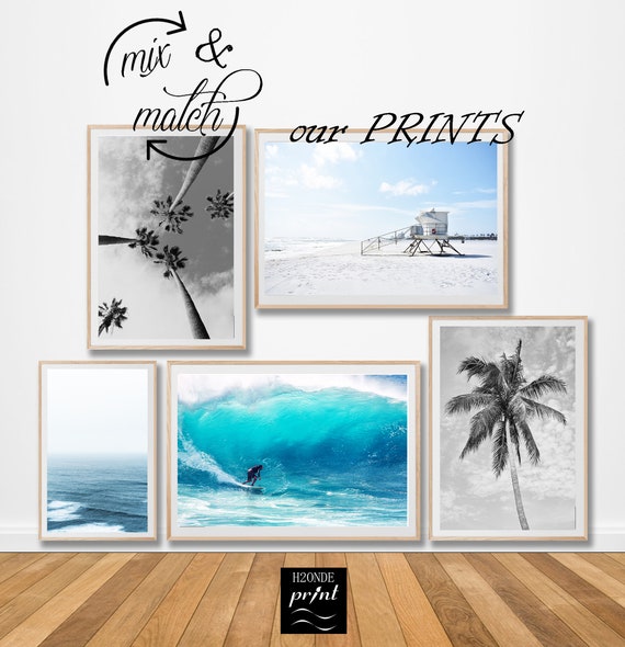 signed Seaside picture Art print boats sea sand Set of 2 Prints original