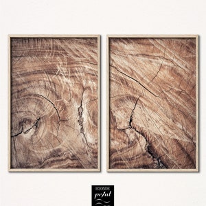 Tree ring print wall art set of 2 stump printable instant digital download wood slice Modern farmhouse pine log anniversary gift minimalist