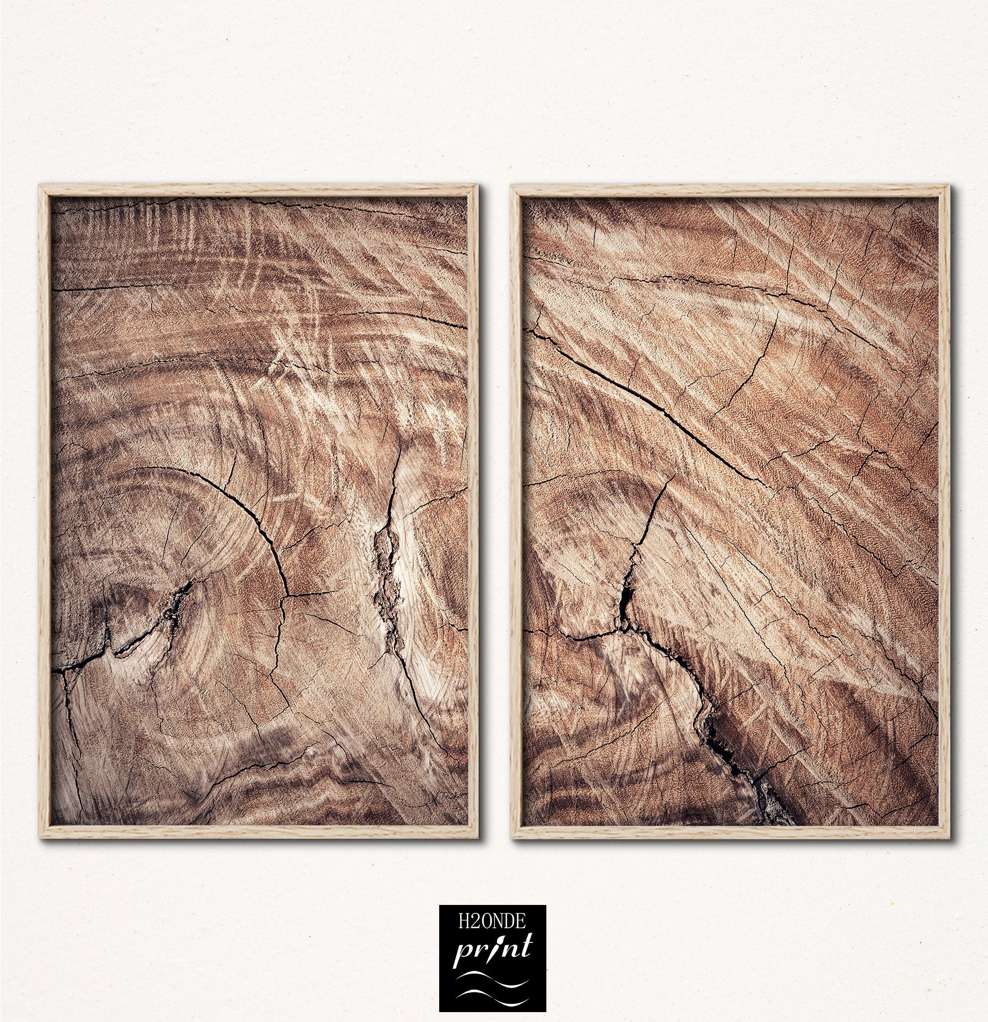 Tree ring print wall art set of 2 stump printable instant digital download wood slice Modern farmhouse pine log anniversary gift minimalist