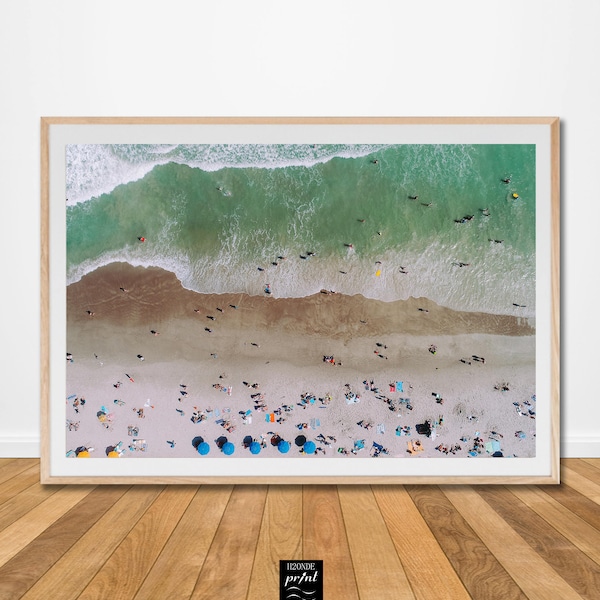 Beach sea ocean sand aerial print photo foam digital download wall art coastal water printable living large poster surf gift decor picture