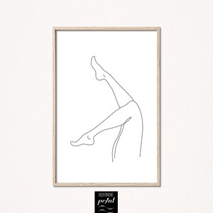 Woman legs line art - naked woman body - female feet drawing - continuous line art print - digital download - black and white - H2OndePrint