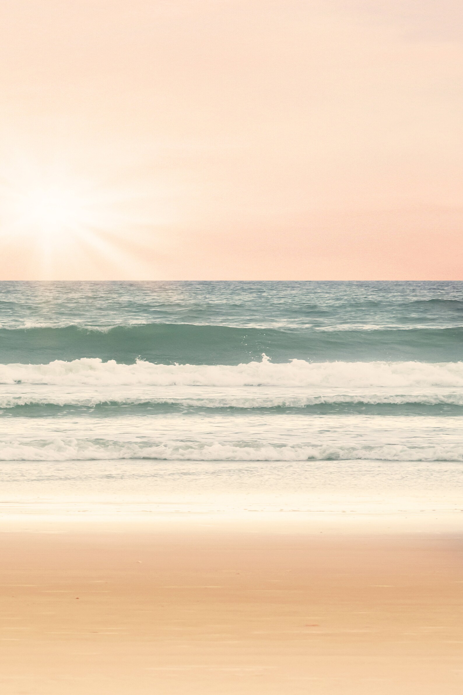 Pastel Blue Ocean Waves Print Coastal Sunset Seafoam Sea Etsy