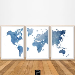 Patton Wall Decor 5 Panel Large Vintage World Map Canvas Set Wall Art World Map Canvas Set Of 3 Prints Piece Print Series Poster | Etsy