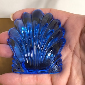 Vintage Waterford Scallop Paperweight, Waterford Crystal Blue Shell Paperweight, Blue Crystal Scallop Paper Weight, Desk Accessories