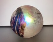 Studio Art Iridescent Paperweight, Art Glass Iridescent Round, Art Glass Paperweight, Handmade Glass Paperweight